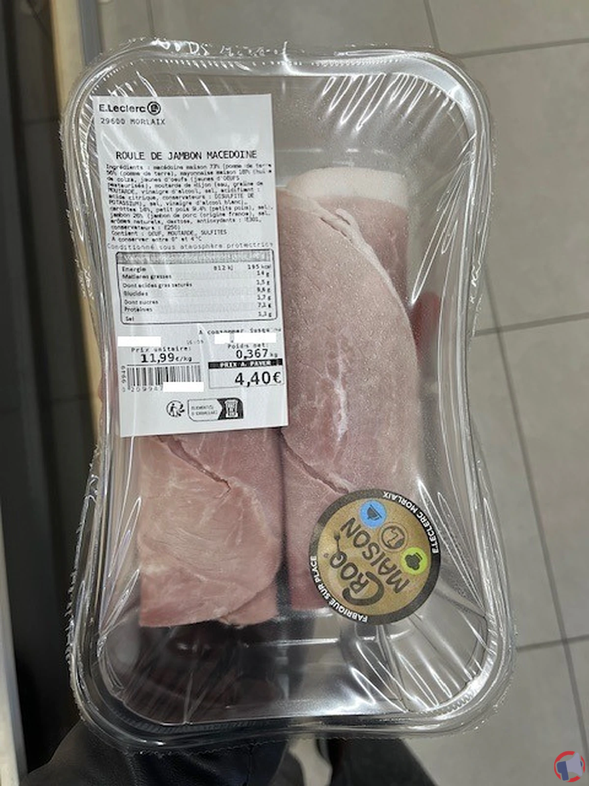 Rappel de produit : roulé jambon macédoine de E.Leclerc Morlaix