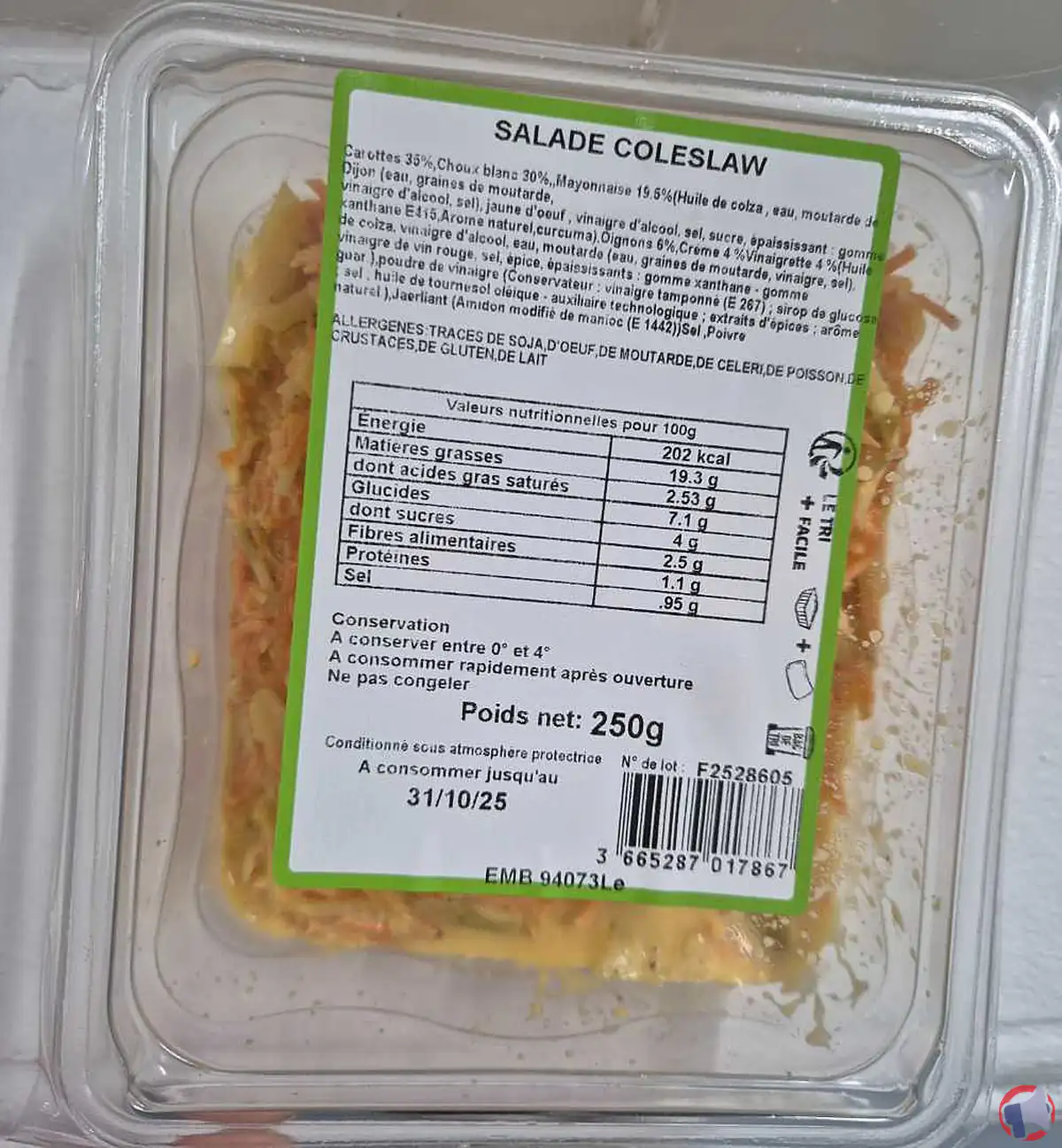 Rappel : la salade coleslaw EMB-94073LE