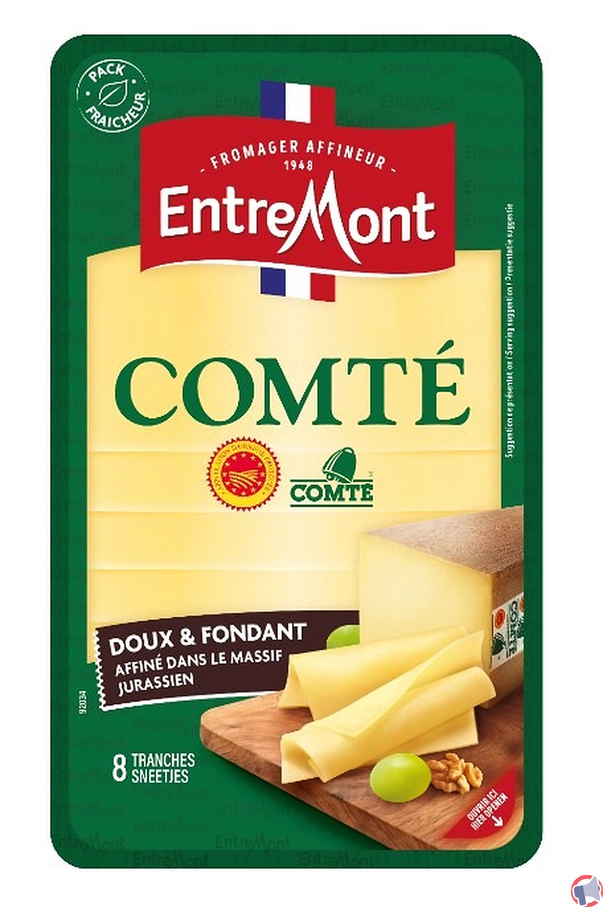 Rappel de produit : Comté Entremont Tranche 120g pour risque de listeria