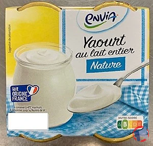 Rappel produit Yaourt au lait entier nature Envia