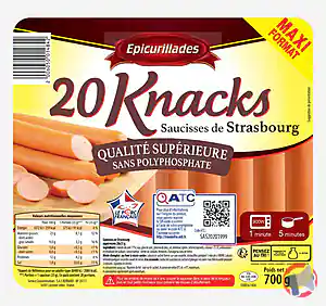 Rappel produit 20 KNACKS - SAUCISSES DE STRASBOURG EPICURILLADES