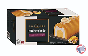 Rappel produit BUCHE GLACEE - VANILLE / FRUITS EXOTIQUES 554g EXCELLENCE