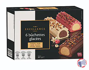 Rappel produit BUCHETTES GLACEES - FRAMBOISE/VANILLE, VANILLE/CHOCOLAT, CHOCOLAT/NOISETTE 441g EXCELLENCE
