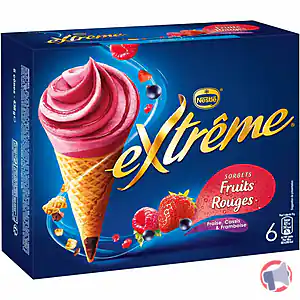 Rappel produit 6 Cone Fraise /Cassis /F rouges 684mL EXTREME EXTREME ®