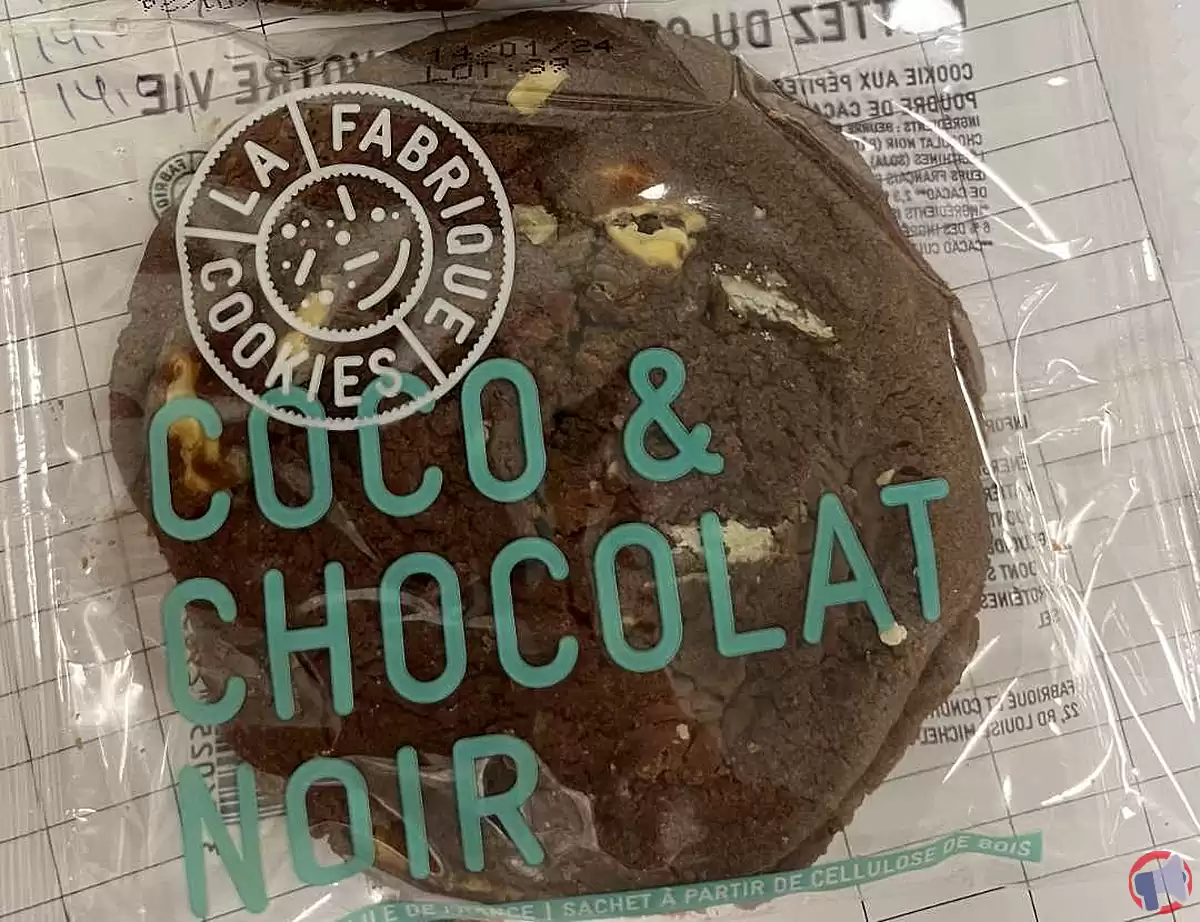 Rappel de produit : cookies coco & chocolat noir de la marque La fabrique cookies