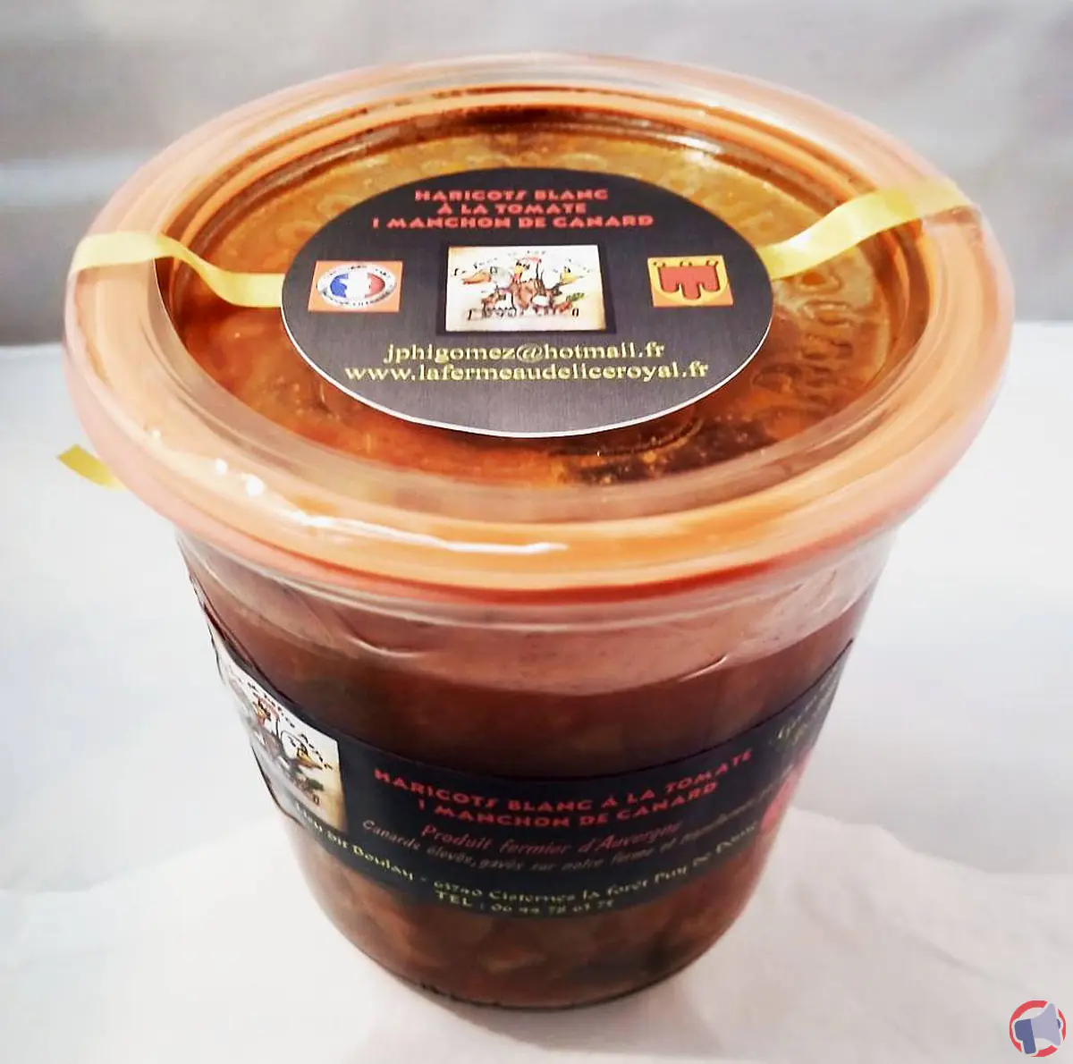 Rappel de produit : Haricots blancs à la tomate et manchon de canard de la marque La ferme au délice royal