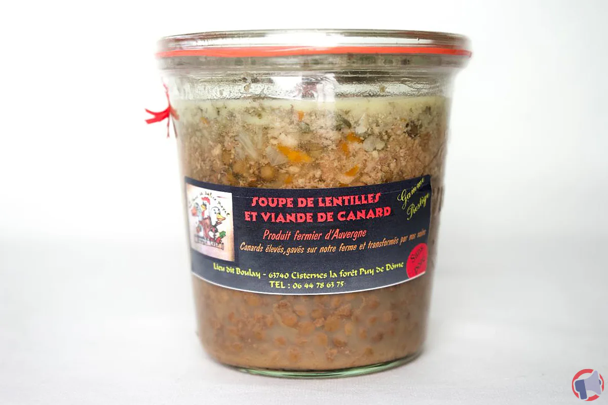 Rappel de produit : Soupe à base de viande de canard de la marque La ferme au délice royal