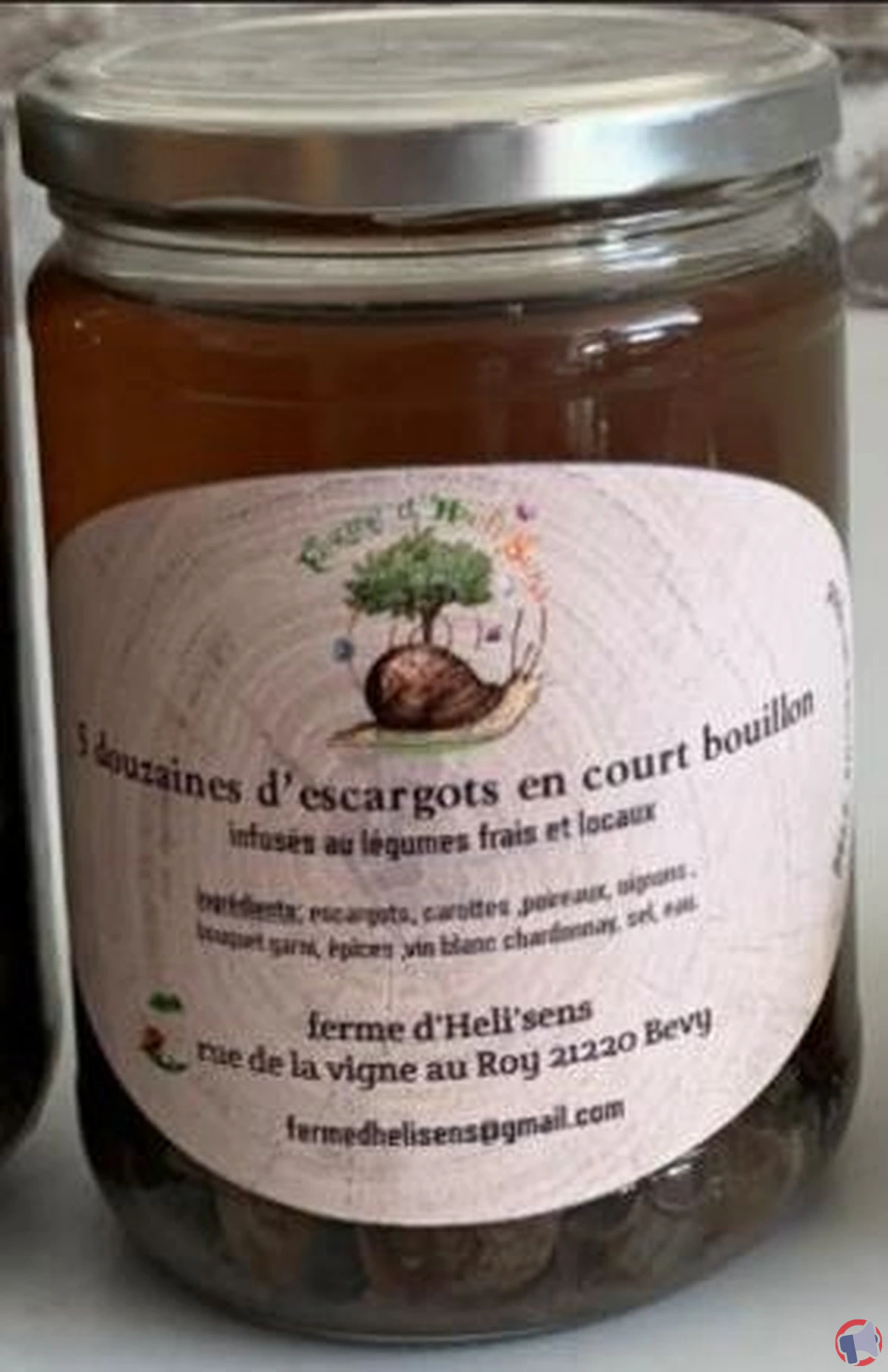 Rappel de produit : 5 douzaines d'escargots en court bouillon de la marque Ferme D'Heli'sens