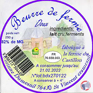 Rappel produit Beurre de ferme Doux LA FERME DUMESNIL