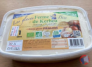 Rappel produit Crème glacée praliné biologique Ferme de Kerheu