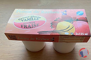 Rappel produit Crème glacée vanille / fraise Ferme de Kerheu