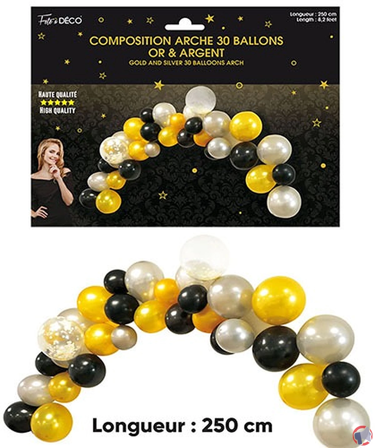 Rappel de produit : Compo arche 30 ballons arche Or et Argent de la marque FETE A DECO