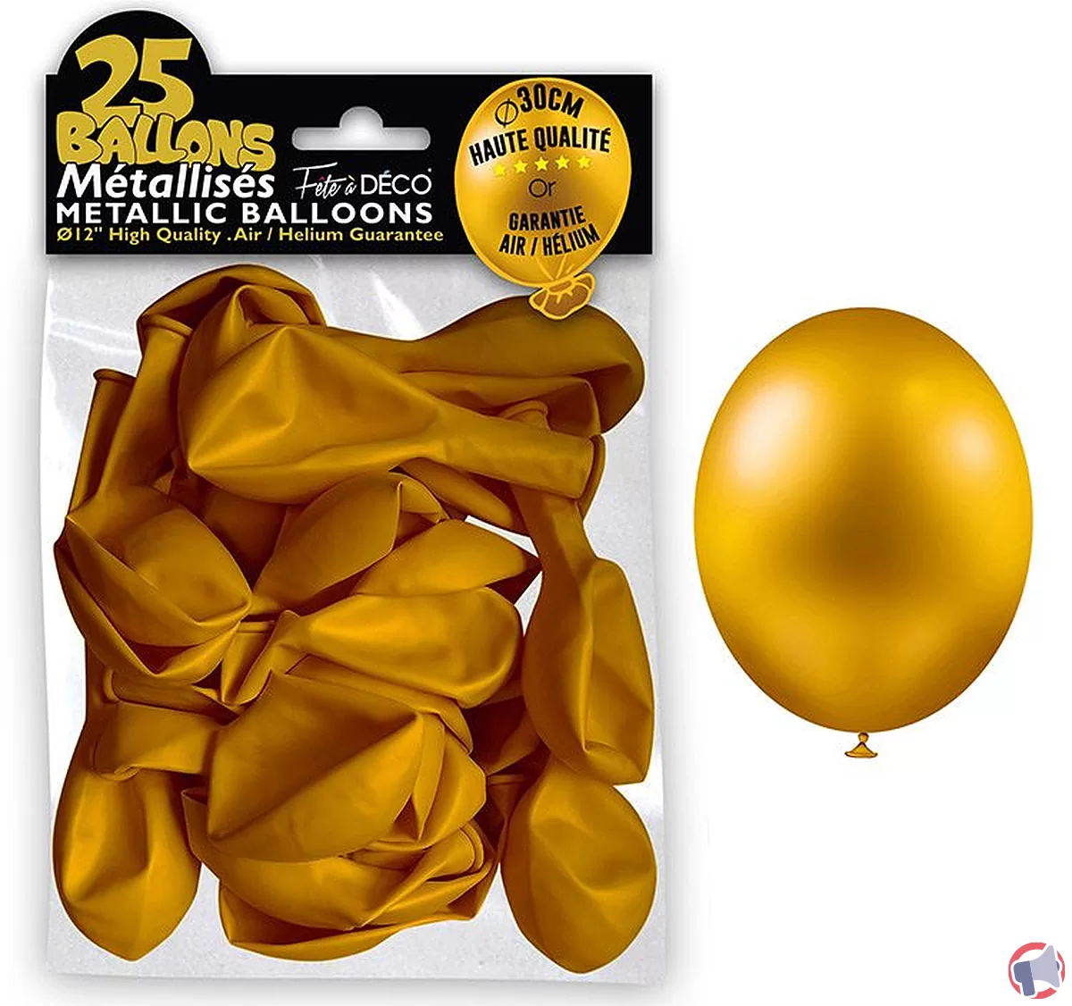 Rappel de produit : Sachet 25 ballons métal Or de la marque Fête à Déco