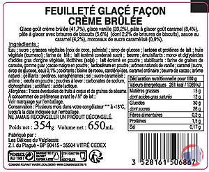 Rappel produit FEUILLETE GLACE FACON CREME BRULEE