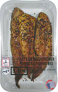 Rappel produit FILETS DE MAQUEREAUX AU POIVRE BIO 200 GR SKIN / PRIX ROND 3.30€ Fournier fils