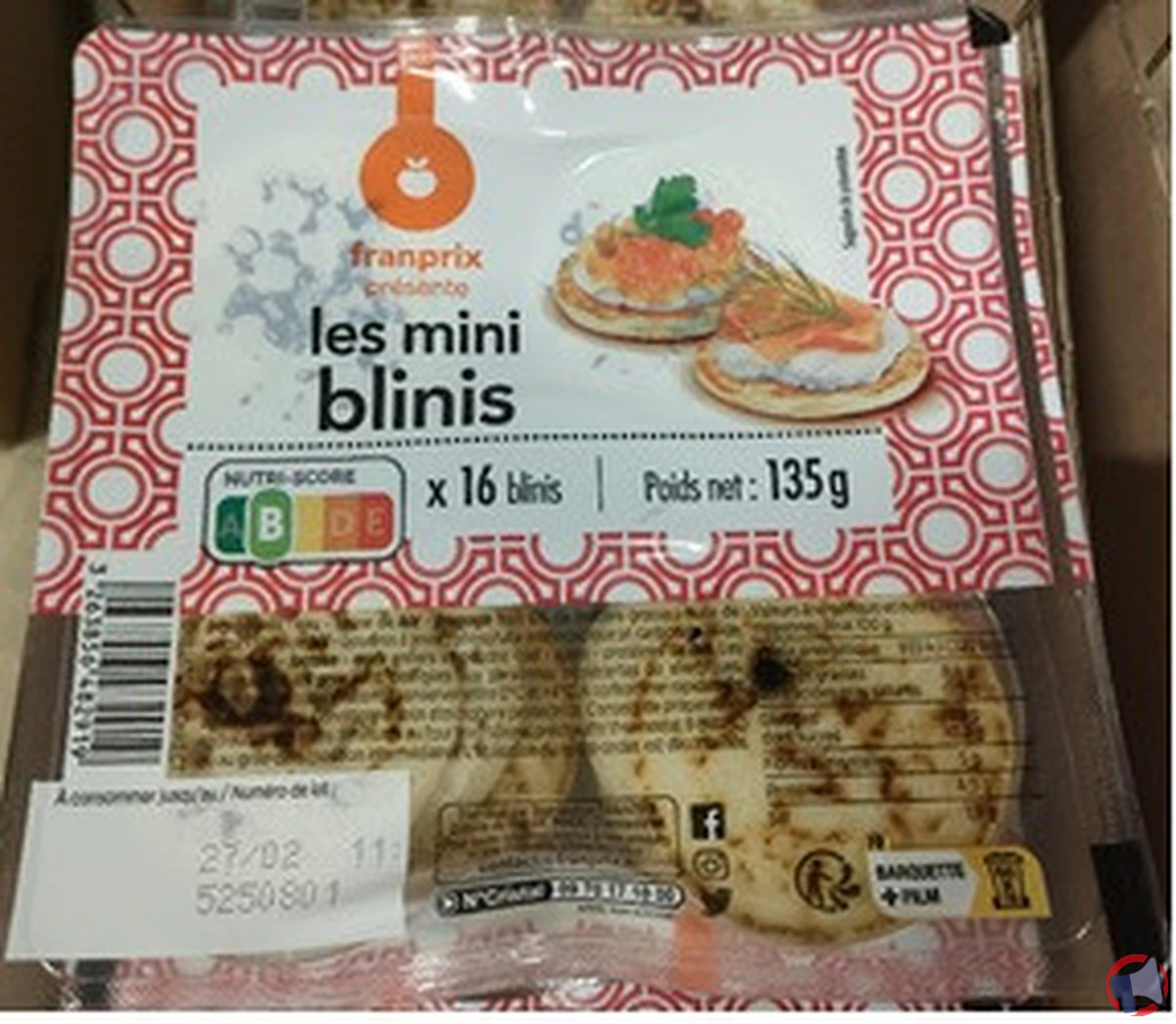 Rappel de produit : mini blinis Franprix potentiellement contaminés par la listeria