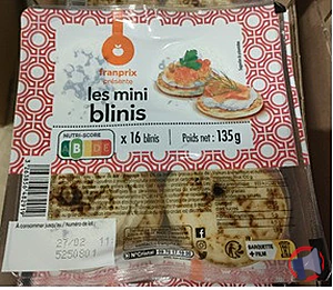 Rappel produit MINI BLINIS x16 135G FRANPRIX FRANPRIX