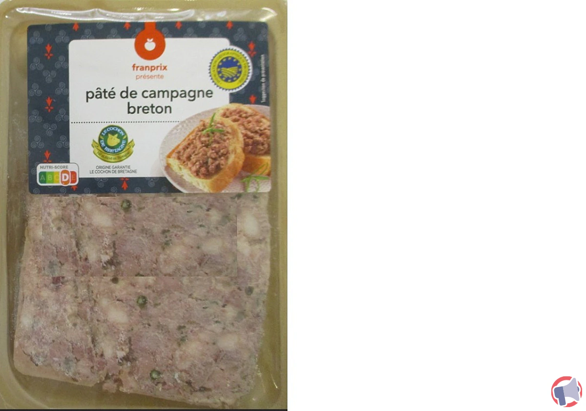 Rappel produit : pâté de campagne breton 160g de la marque Franprix