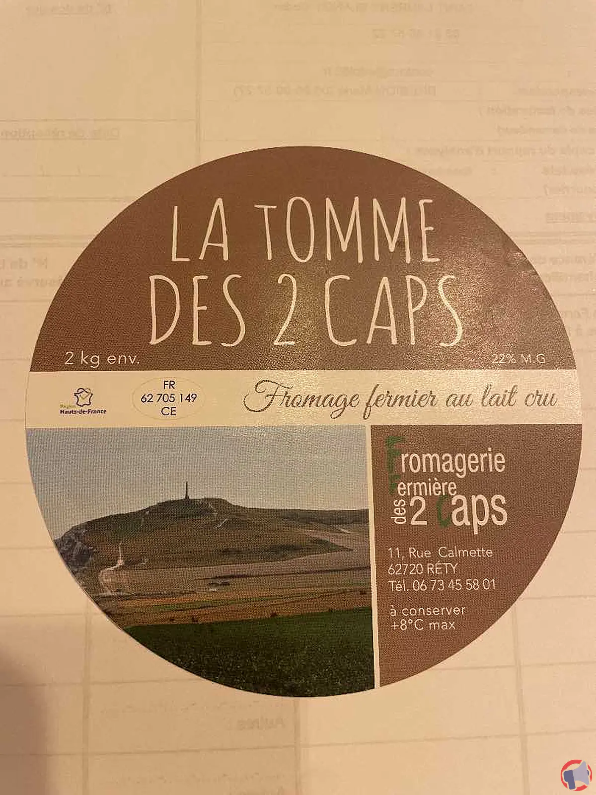 Rappel de produit : tome des 2caps de la fromagerie des 2caps