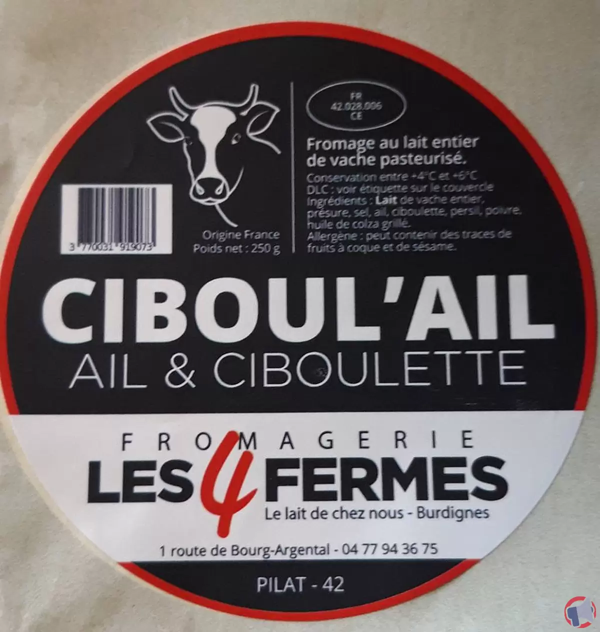 Rappel de produit : Fromagerie Les 4 Fermes retire le Ciboulail de la vente