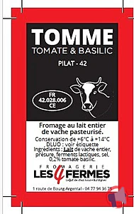Rappel produit TOMME TOMATE&BASILIC FROMAGERIE LES 4 FERMES