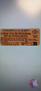 Rappel produit CREME CRUE DE NORMANDIE 40%MG "FROMAGERIE DU VAL DE SIENNE"