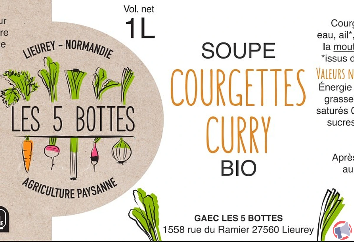 Rappel de produit : soupe courgettes curry de Gaec les 5 bottes
