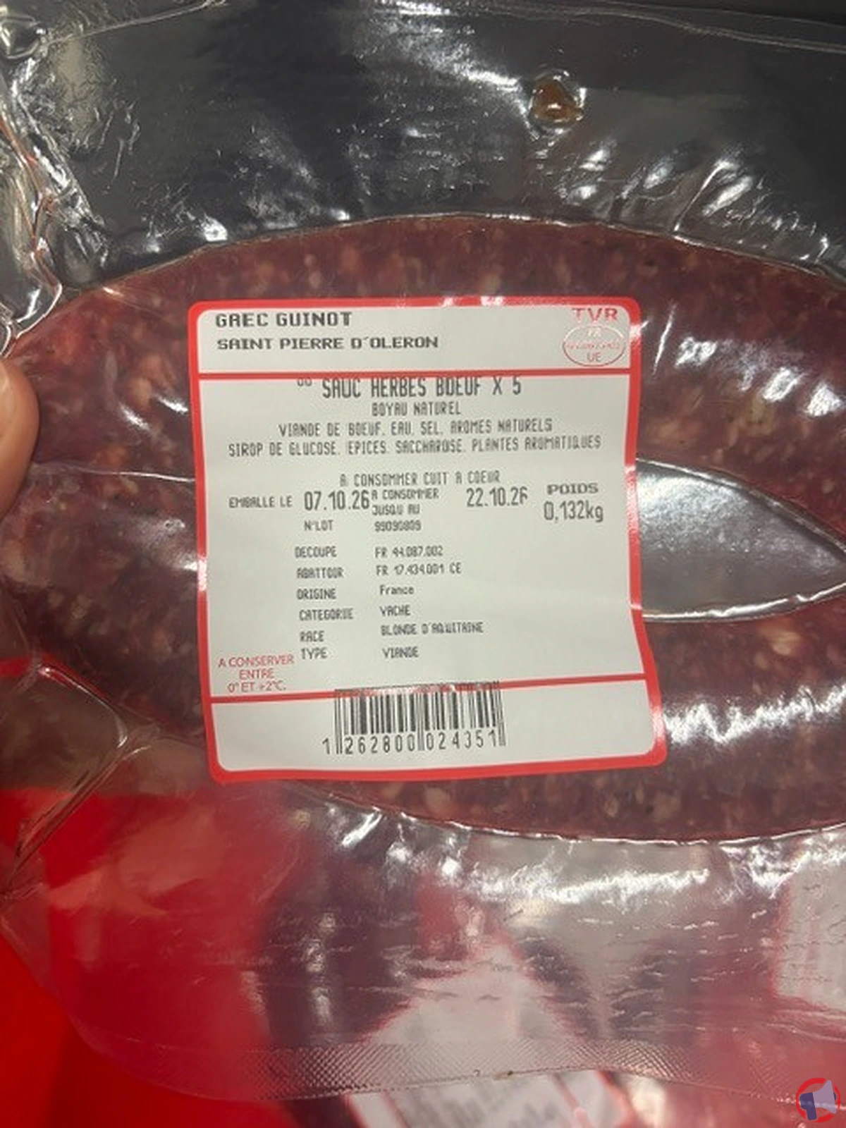 Rappel produit : Gaec Guinot Saucisses bœuf x 5 – information importante et conseils