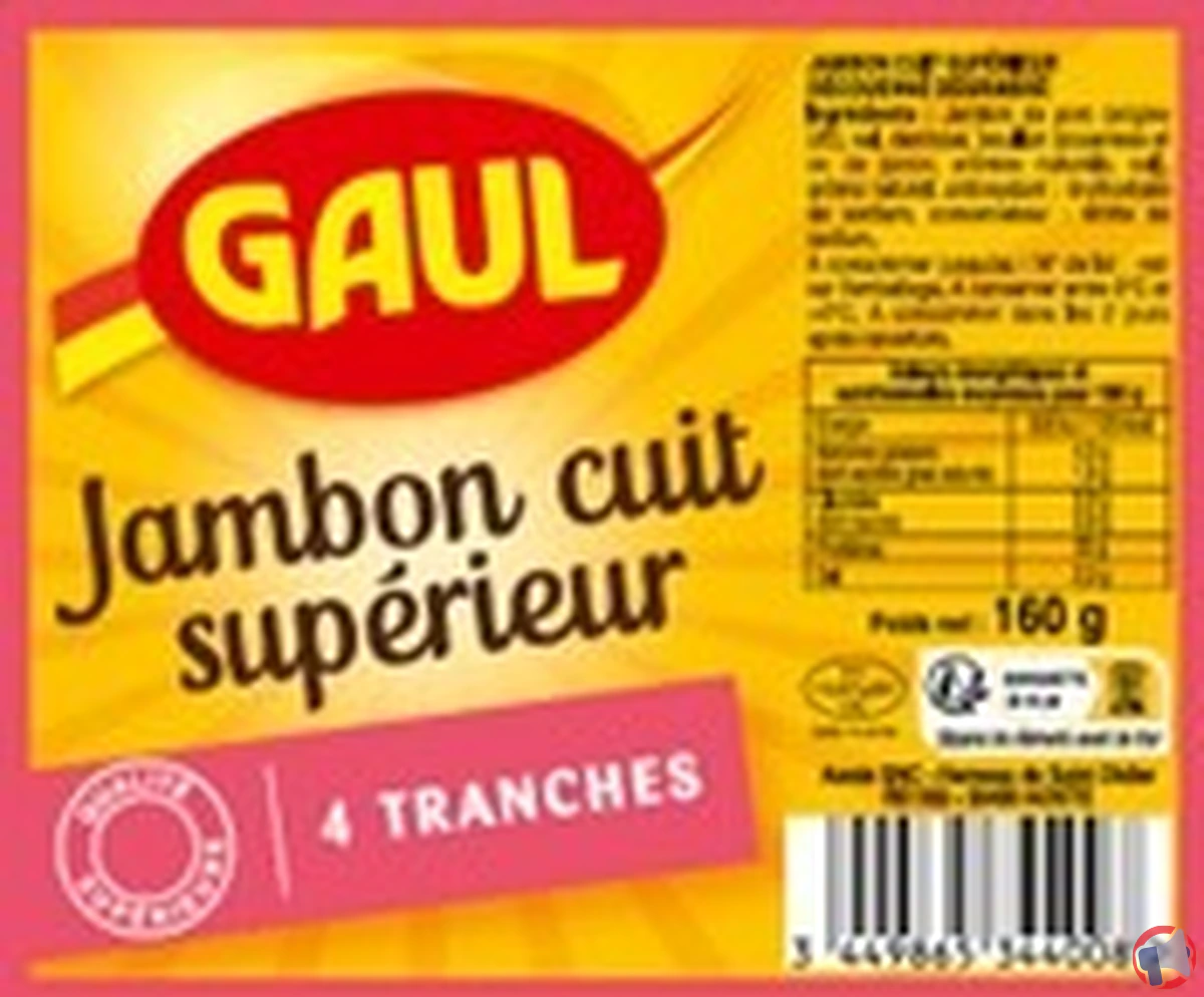 Rappel de produit : jambon cuit supérieur de la marque Gaul