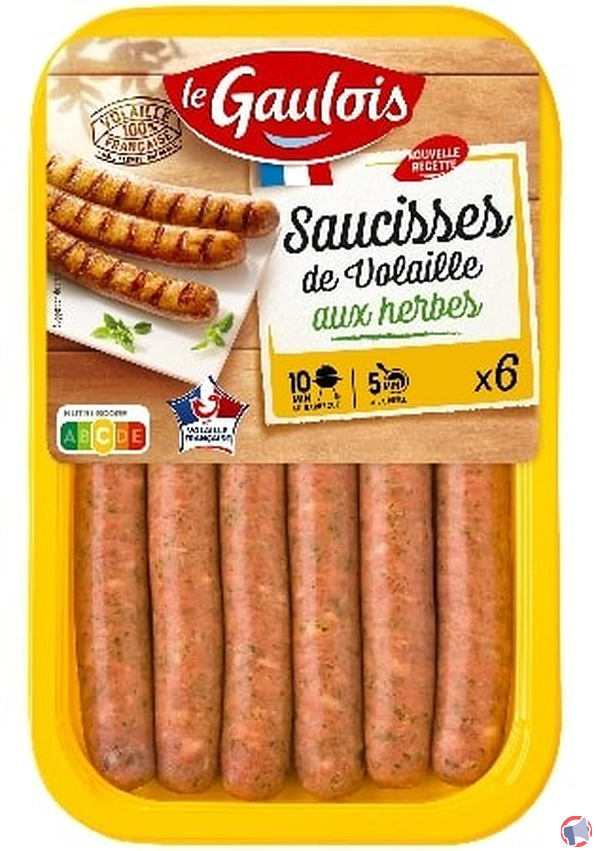 Rappel : saucisse de volaille aux herbes crue - risque de salmonella chez le gaulois