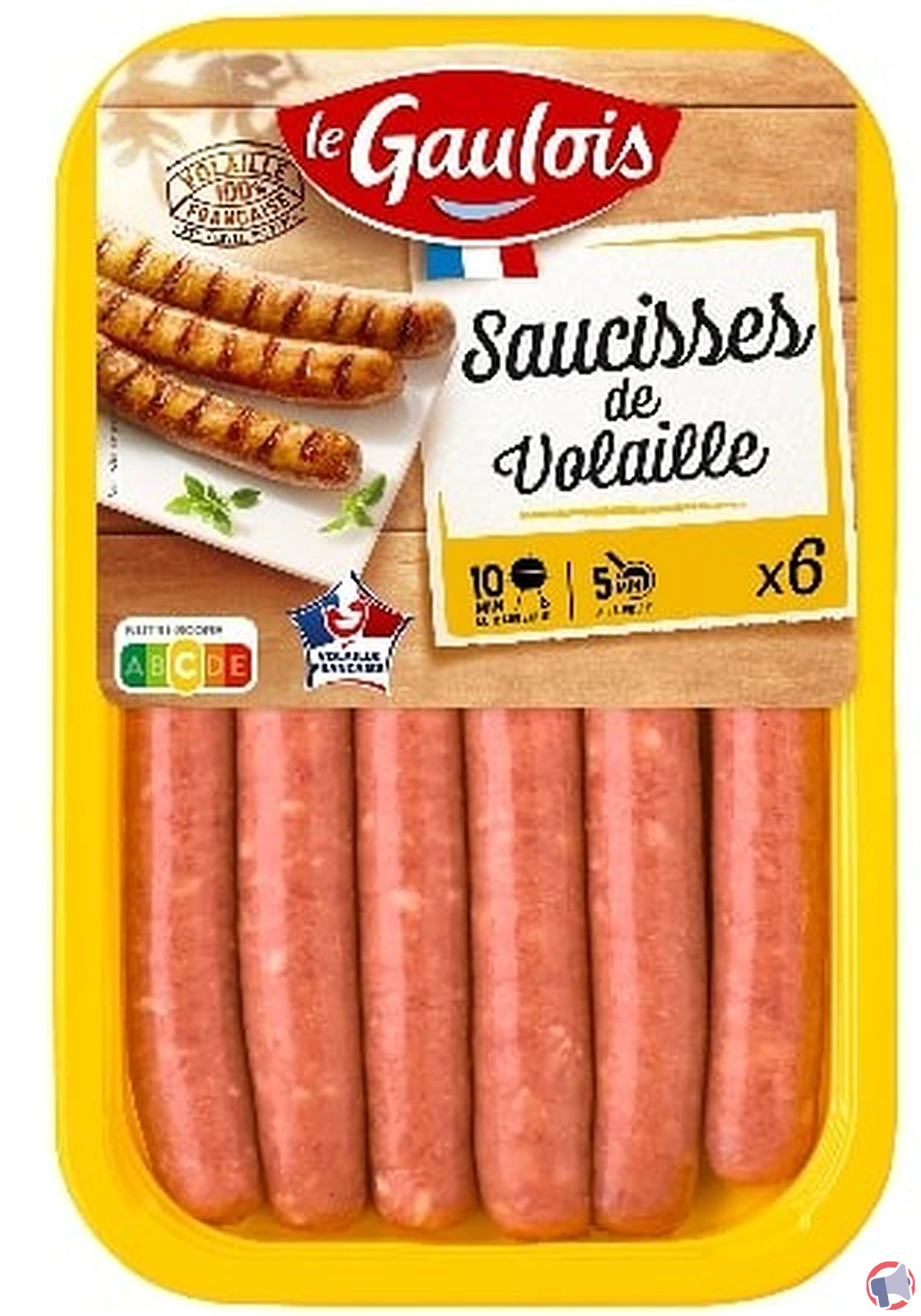 Rappel : saucisse de volaille nature crue de le gaulois contaminée par salmonella