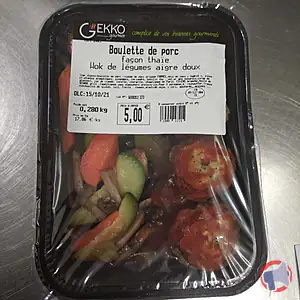 Rappel produit Boulette de porc façon thaie wok de légume aigre doux GEKKO