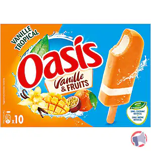 Rappel produit 10 batonnets Vanille Tropical 500mL OASIS glace OASIS®