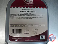 Rappel produit Sorbet plein fruit Abricot 2,5L / 1,625 kg Glaces de Lyon (photo numéro 1)