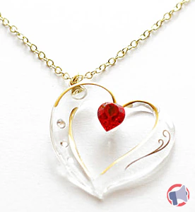 Rappel produit Collier grand coeur rouge avec cristaux Glass Baron
