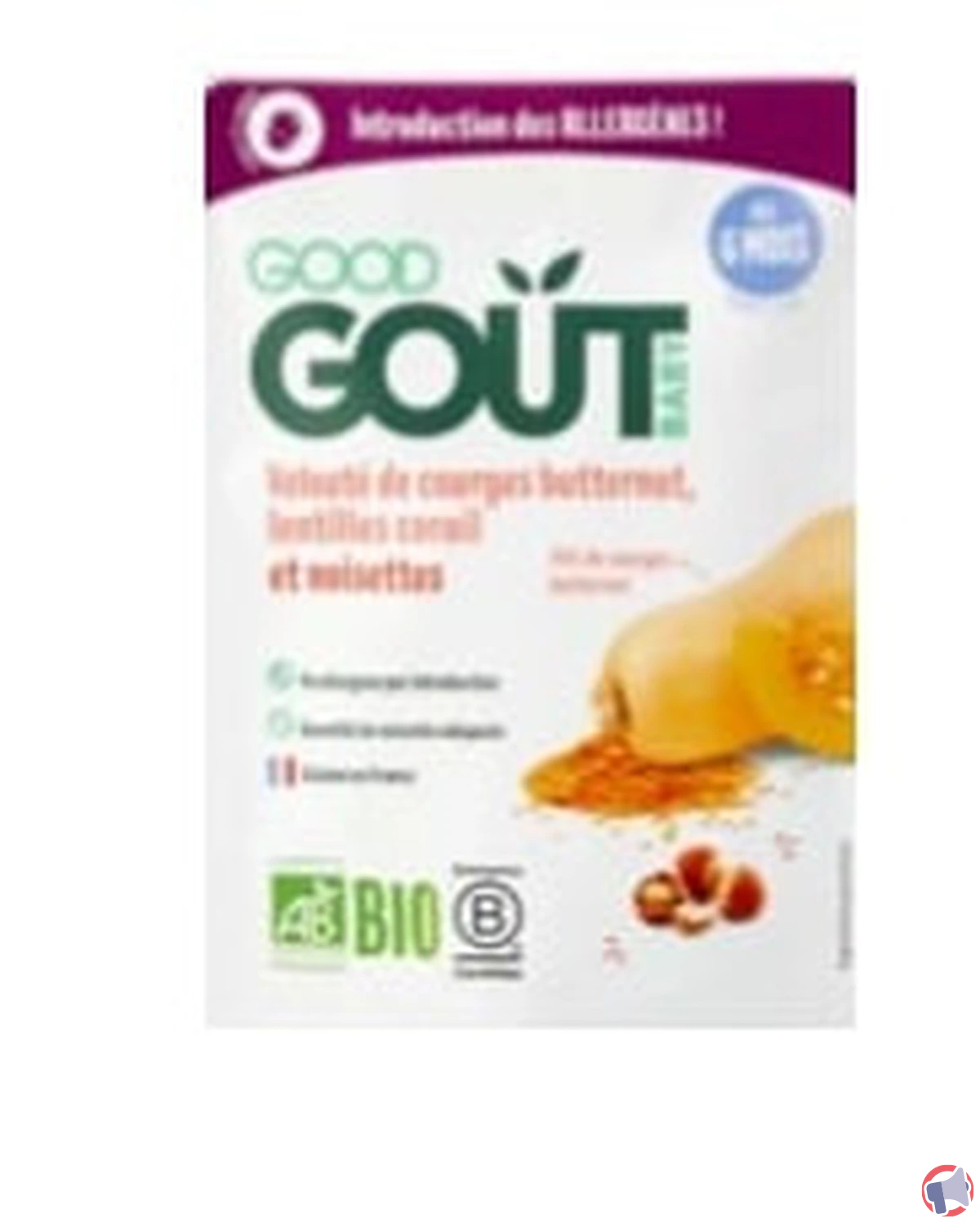Rappel de produit : Velouté de courges butternut Good Goût pour risque d'aflatoxines