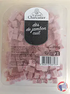 Rappel produit Dé de Jambon cuit 200g Le grand Charcutier
