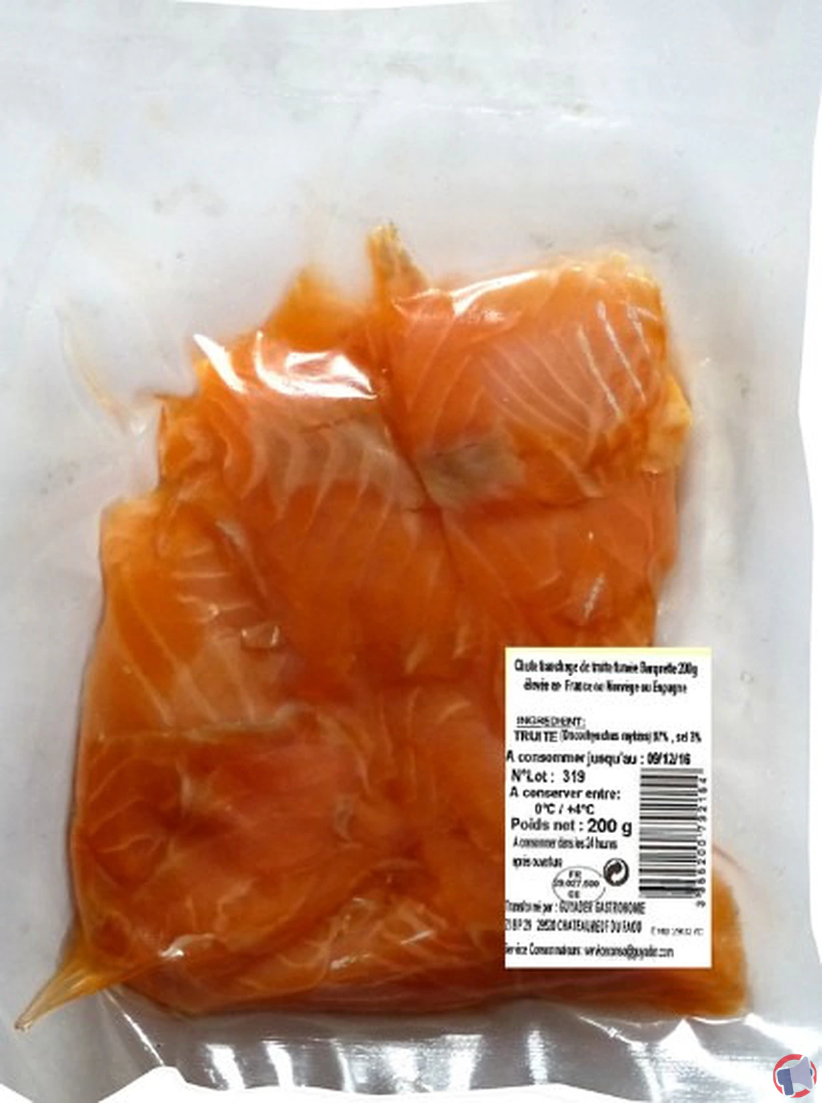 Rappel de produit : chutes de truite fumée Guyader potentiellement contaminées par la Listeria