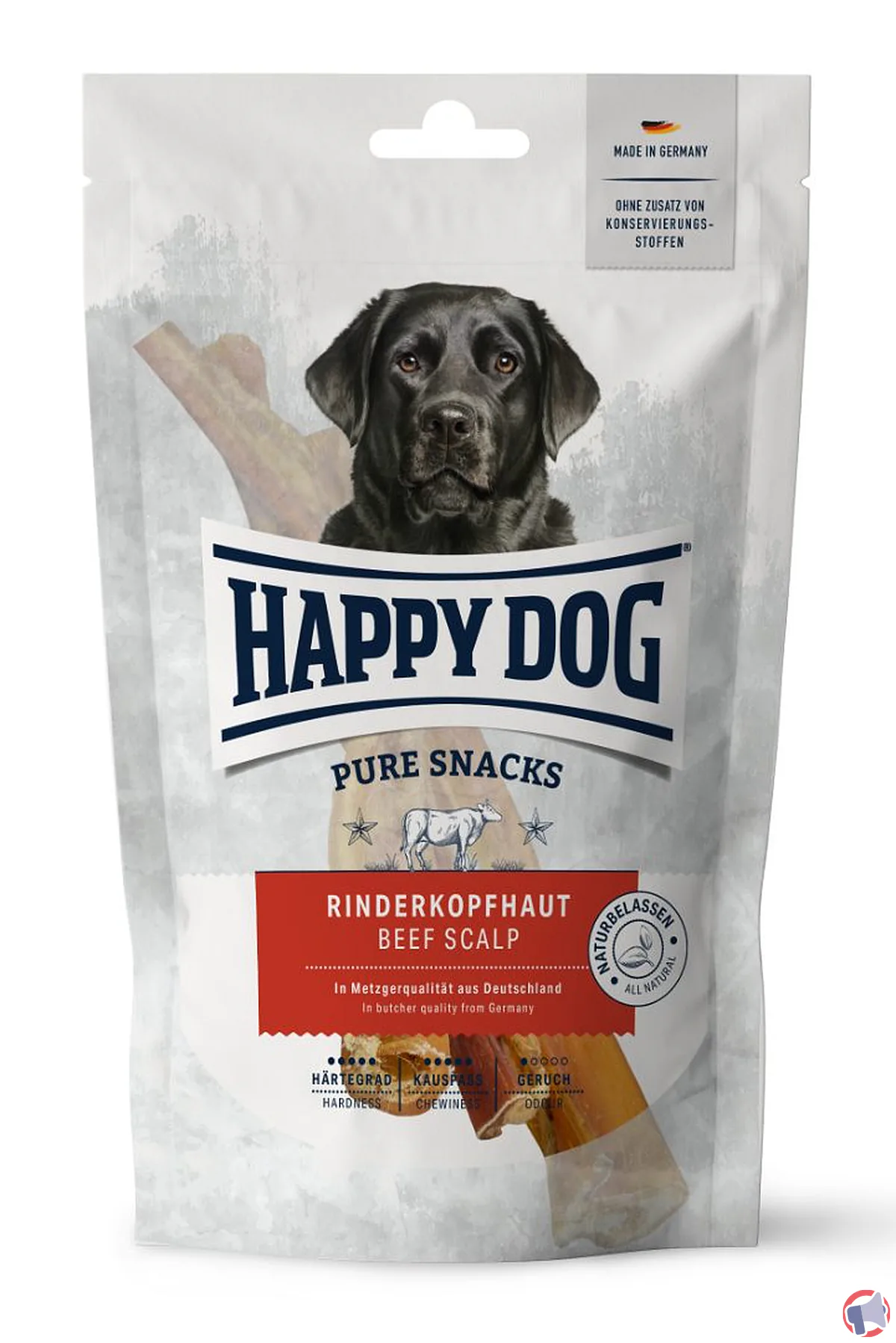 Rappel du produit happy dog pure snack peau boeuf 250g : analyse et informations