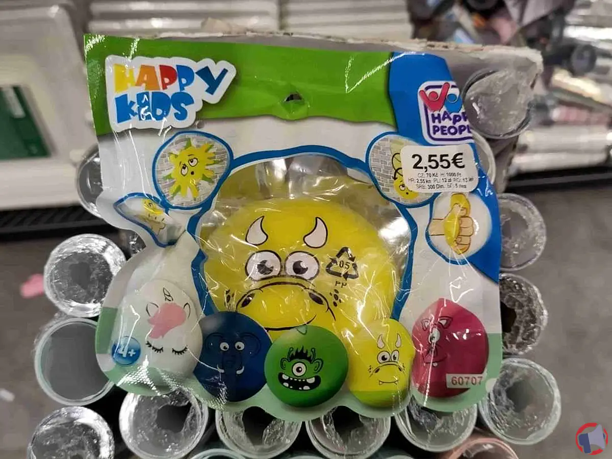 Rappel produit : Balle squishie jaune Happy kids de la marque Happy People
