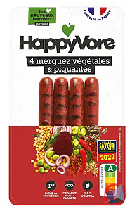 Rappel produit Merguez végétales et gourmandes Happyvore