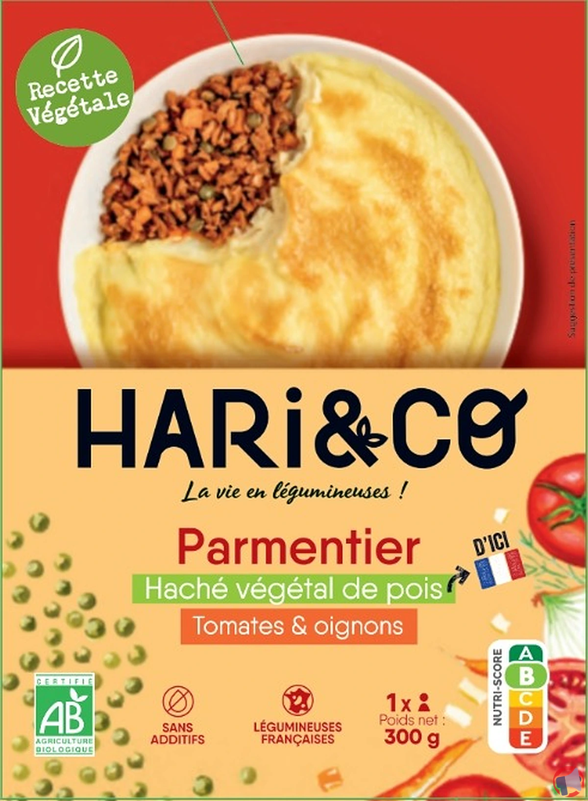 Rappel de produit : Parmentier Haché végétal de pois tomates & oignons de la marque Hari&Co