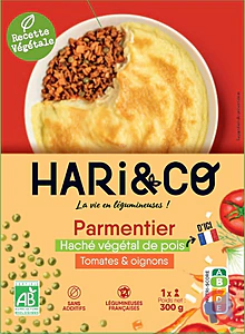 Rappel produit Parmentier Haché végétal de pois tomates & oignons 300g Hari&Co