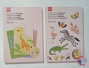 Rappel produit Cartes et magnets création en sable HEMA