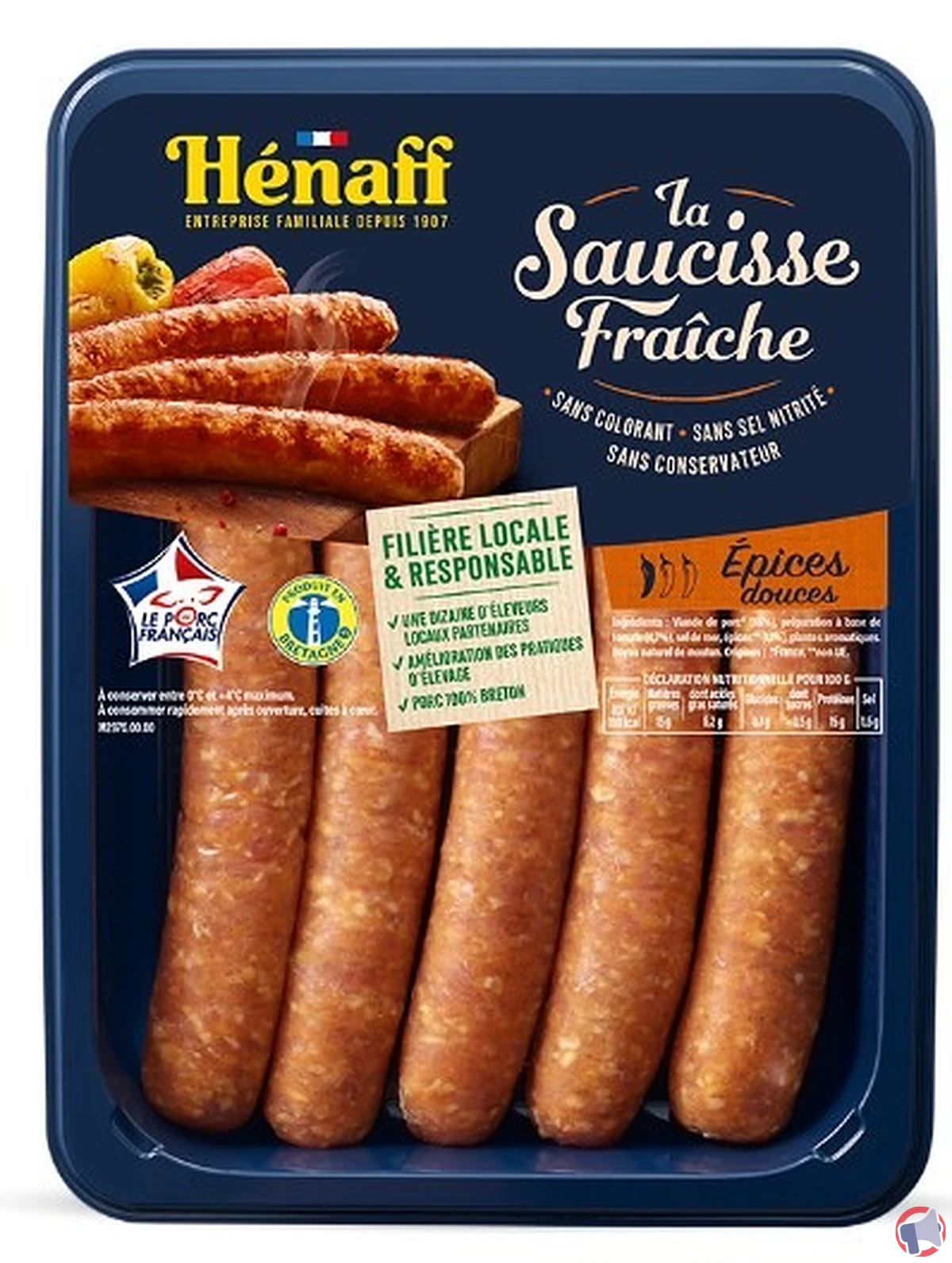 Rappel de Saucisses fraiches Hénaff épicées : risque de présence de morceaux métalliques