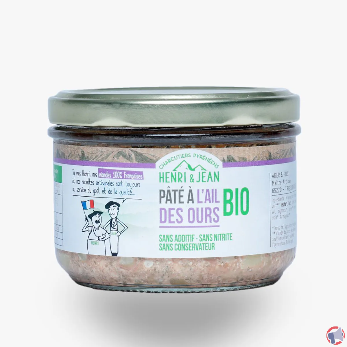 Rappel de produit : Pâté de porc à l'ail des ours BIO 180g de la marque Henri et Jean