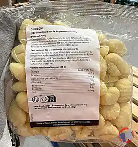 Rappel produit Gnocchi de purée de pomme de terre House of Foods Group
