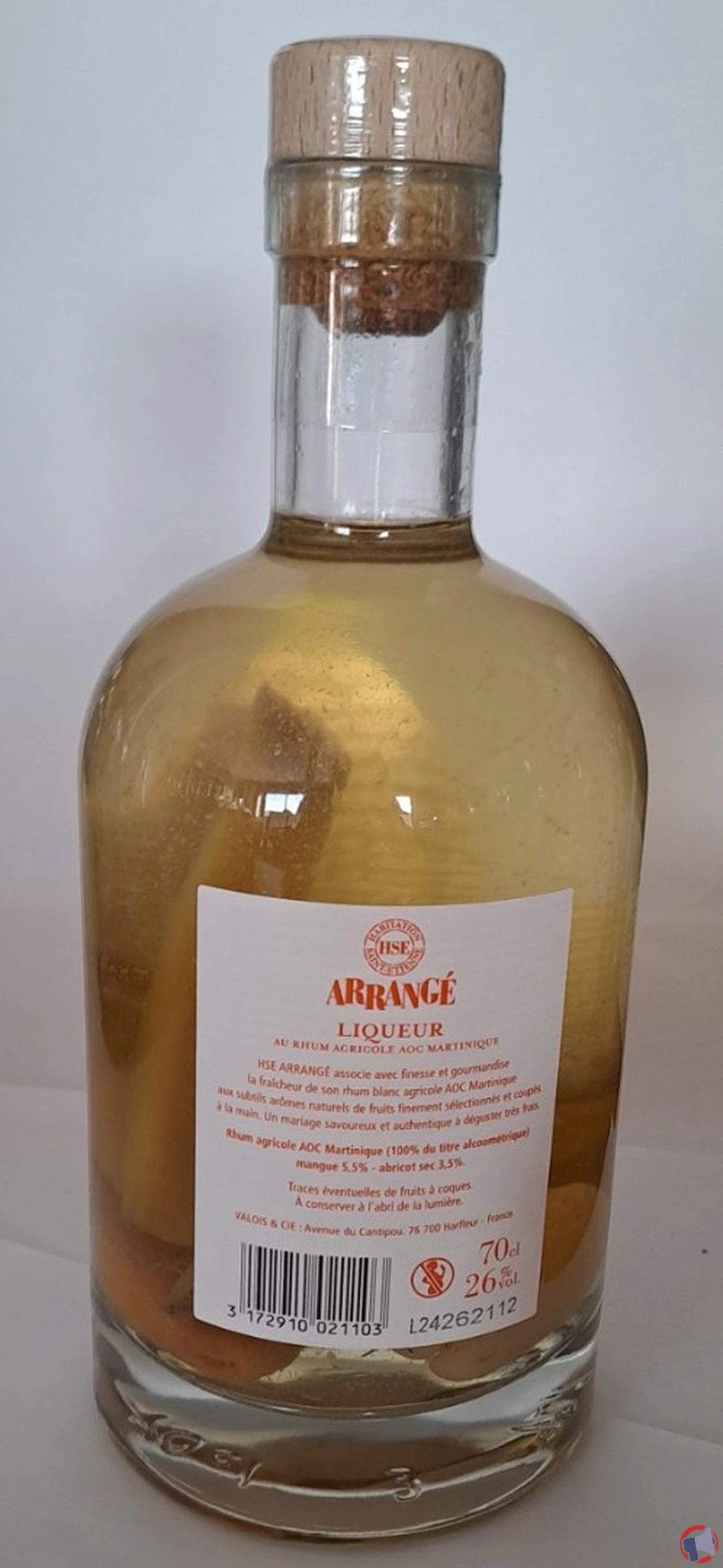 Rappel de la liqueur au rhum mangue abricot 26° de HSE Arrangé pour allergène non déclaré