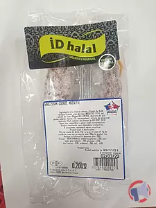 Rappel produit Saucisson sec courbe dinde et veau aux noisettes ID halal