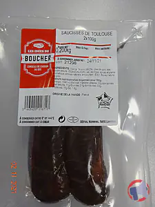 Rappel produit SAUCISSES DE TOULOUSE 2x100g LES IDEES DU BOUCHER